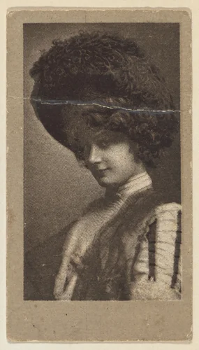 Portrait of a woman wearing a hat, from the "Girls" series (T66), issued with Hunter Dog Cigarros by S. Monday & Sons by S. Monday & Sons, print, 1895-1905