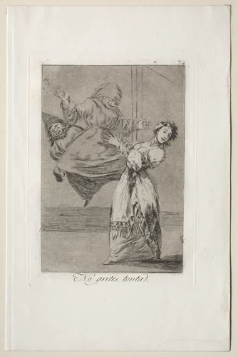 Don't Scream Stupid, Plate 74 by Francisco de Goya, print, 1799