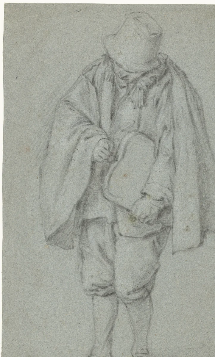 Spelende liereman by Adriaen van Ostade, drawing, 1650-1653