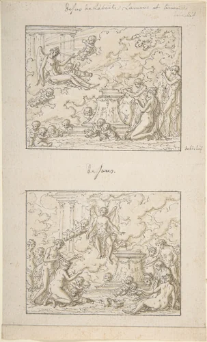 Designs for the Top and Bottom of a Small Rectangular Box by Louis Félix de La Rue, drawing, 1730-1777