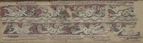 Fragment of a Sleeve Band with Floating Erotes by Unknown, textile, 600-799