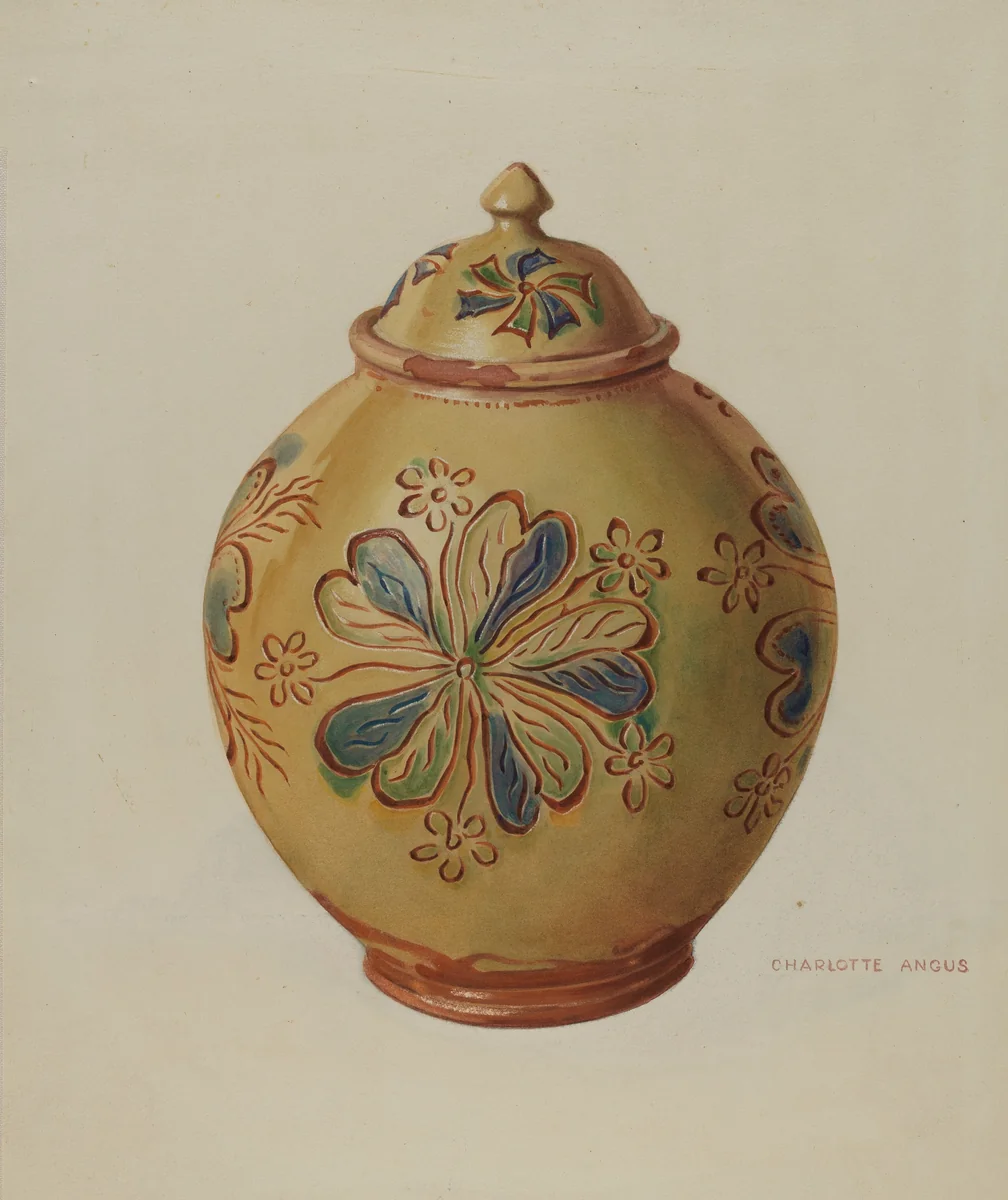 Jar with Cover by Charlotte Angus, index of american design, 1935-1942