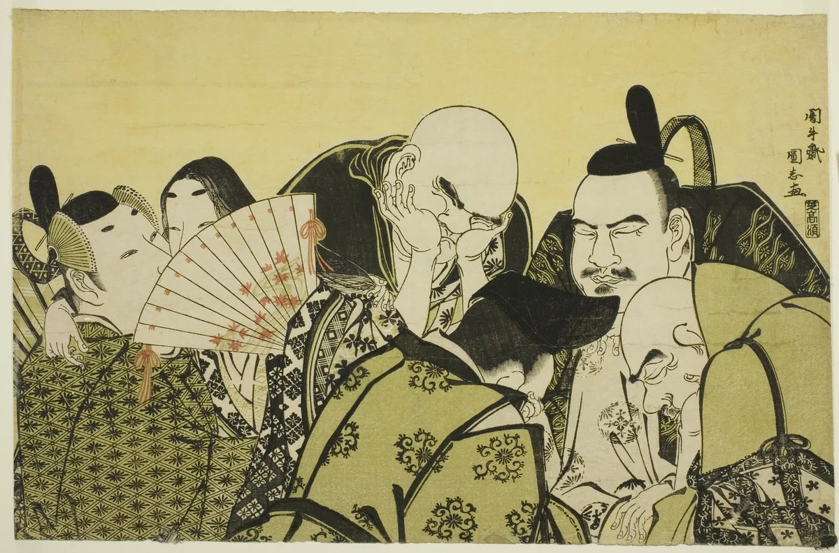 Rokkasen (Six Immortal Poets) by Angyusai Enshi, print, 1795
