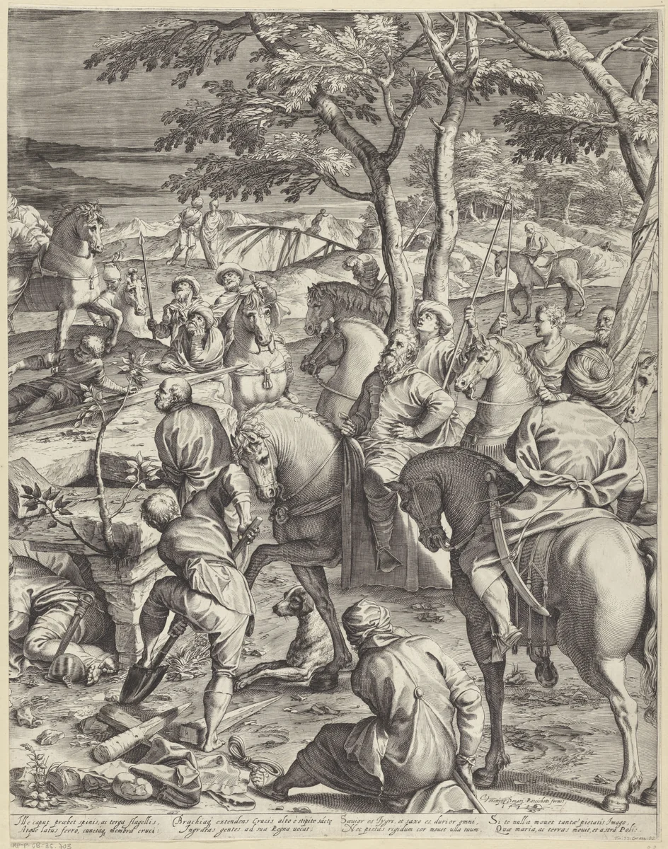 Kruisiging van Christus (rechterdeel) by Agostino Carracci, print, 1589