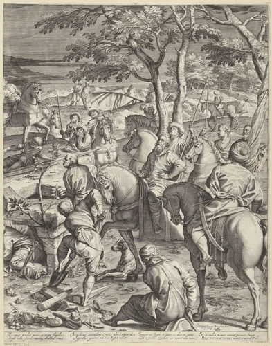 Kruisiging van Christus (rechterdeel) by Agostino Carracci, print, 1589