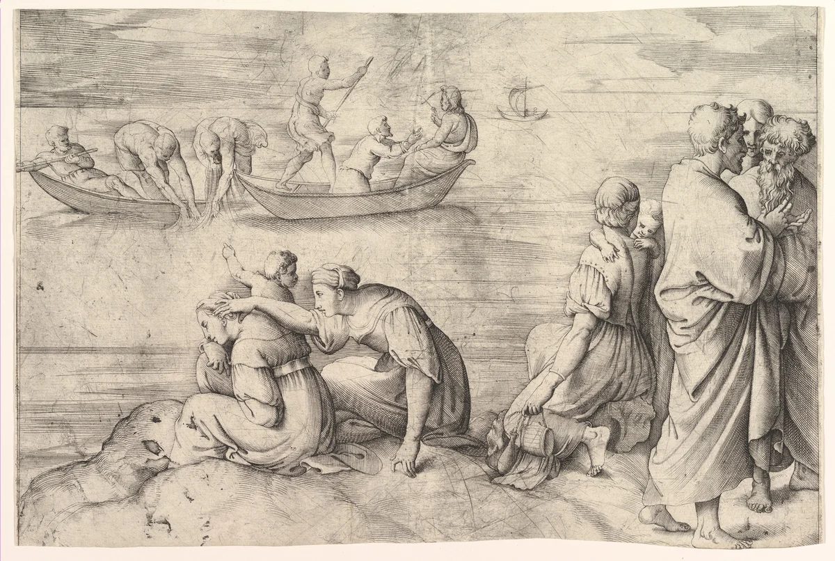 The Miraculous Draught of Fish by Battista Franco, print, 1510-1561