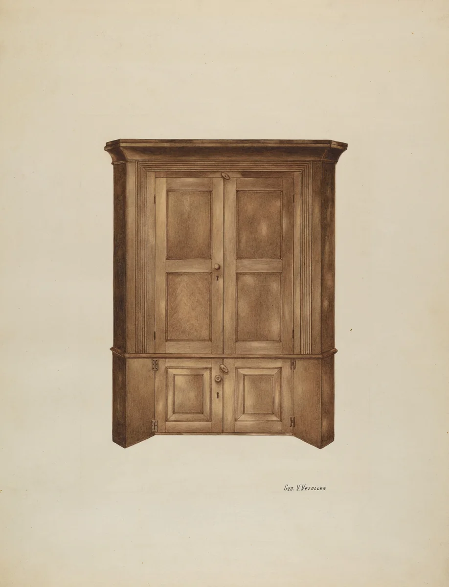 Corner Cupboard by George V Vezolles, index of american design, 1937