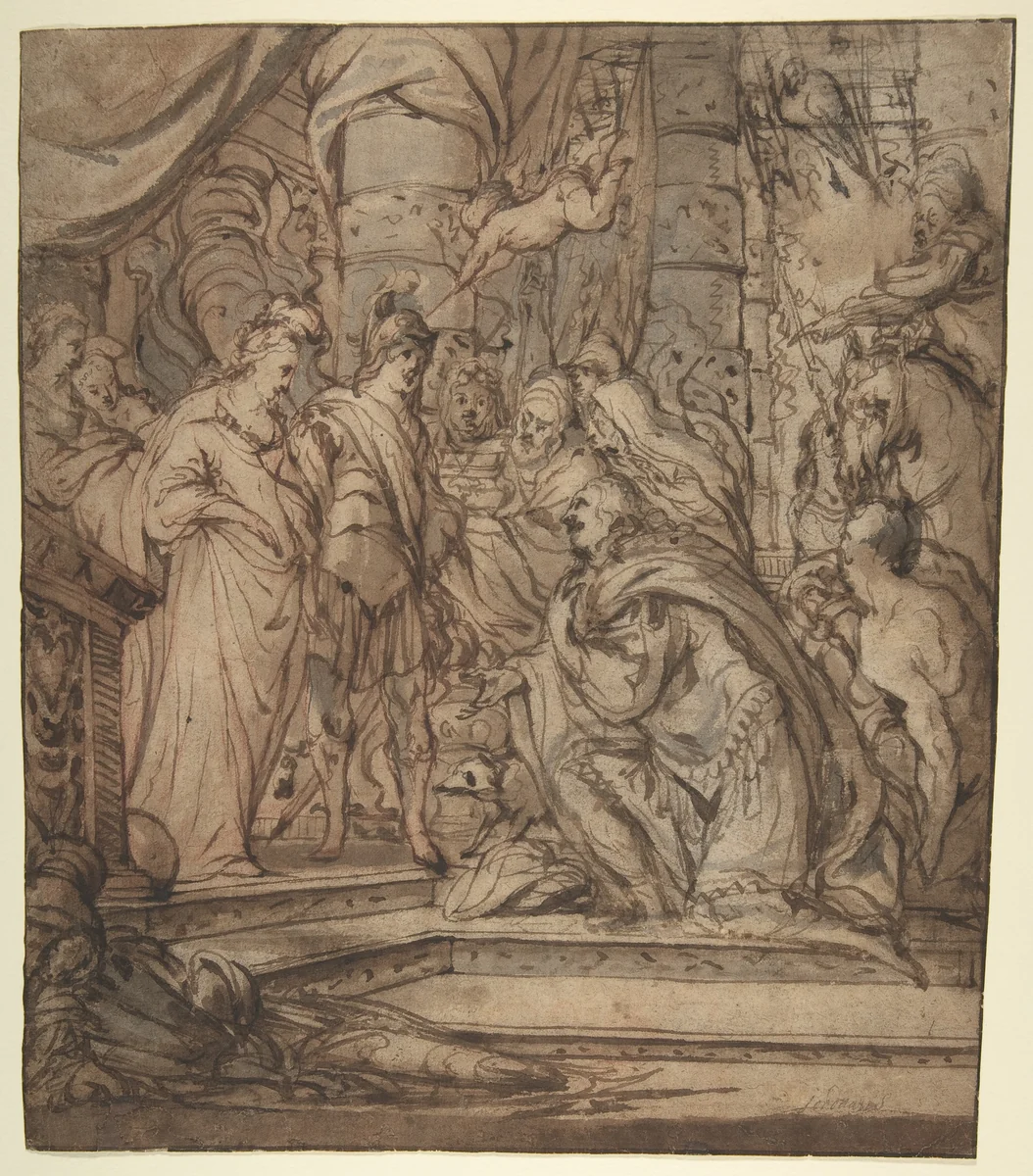 The Continence of Scipio by Pieter Crijnse Volmarijn, drawing, 1646-1679
