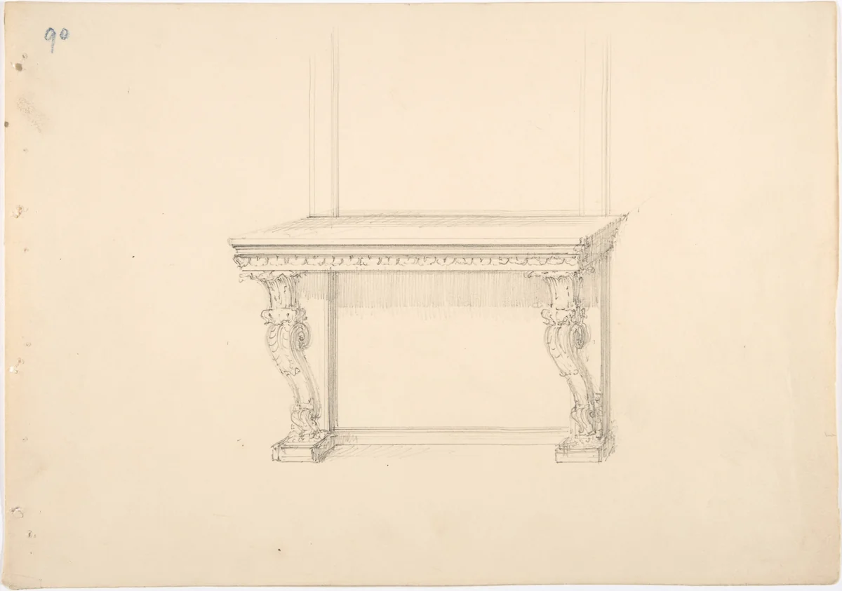Design for a Pier Table by anonymous, drawing, 1800-1850