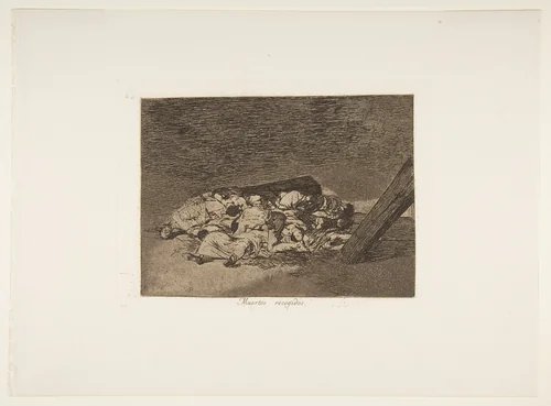Plate 63 from "The Disasters of War" (Los Desastres de la Guerra): 'Harvest of the dead' (Muertos recogidos) by Goya, print, 1863