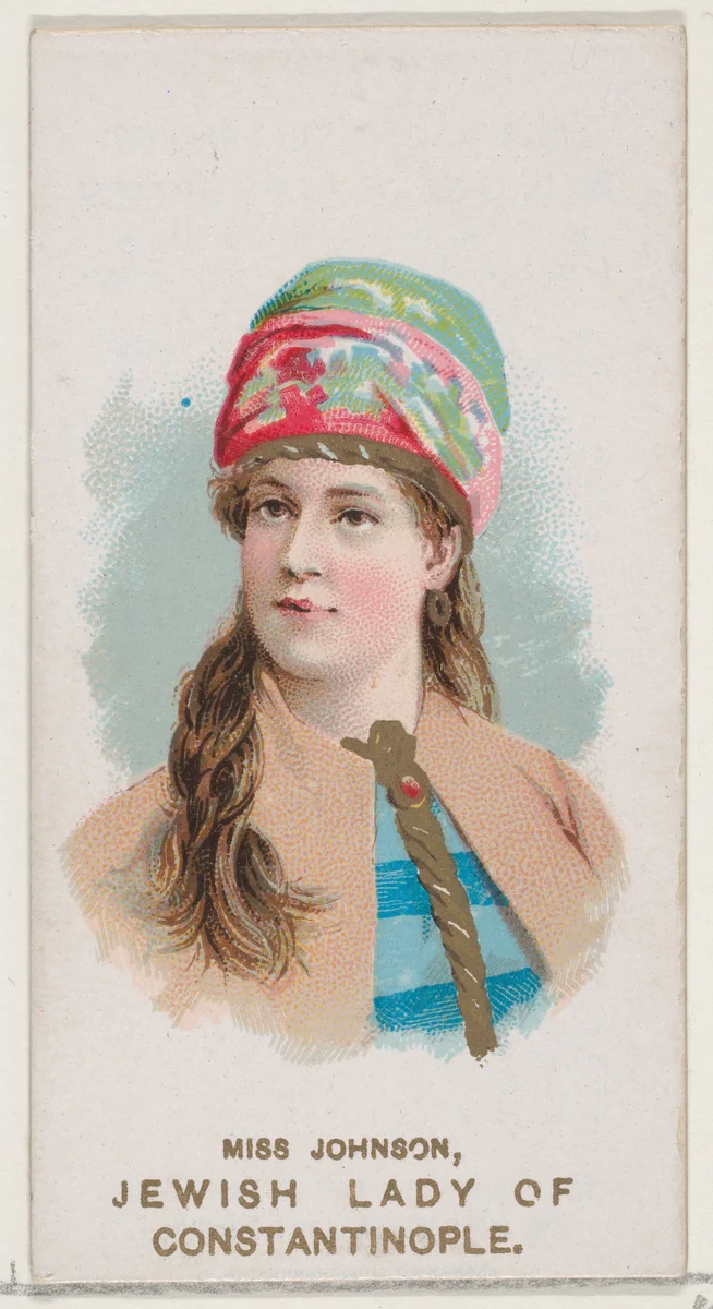 Miss Johnson Dressed as Jewish Lady of Constantinople, from the set Actors and Actresses, Second Series (N71) for Duke brand cigarettes by W. Duke, Sons & Co., print, 1888-1890