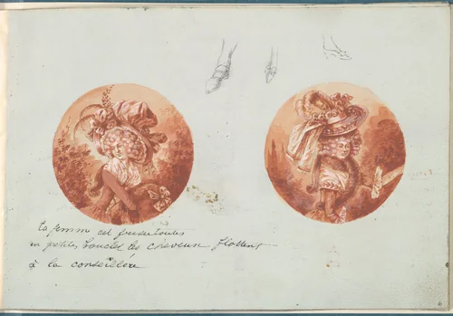 Two Costume Designs or Portrait Types by anonymous, other, 1785-1790