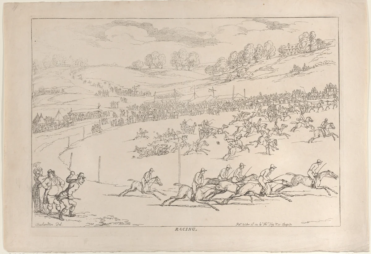 Racing by Thomas Rowlandson, print, 1811