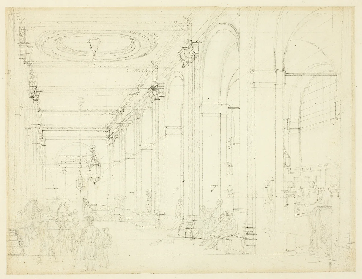 Study for King's Mews, Charing Cross, from Microcosm of London by Augustus Charles Pugin
Thomas Rowlandson, drawing, 1807-1808