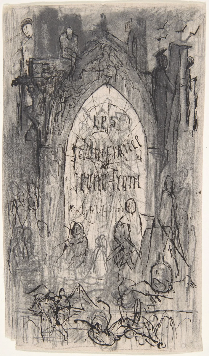 Study for frontispiece for "Les Jeunes France" by Theophile Gautier by Félicien Rops, drawing, 1833-1898