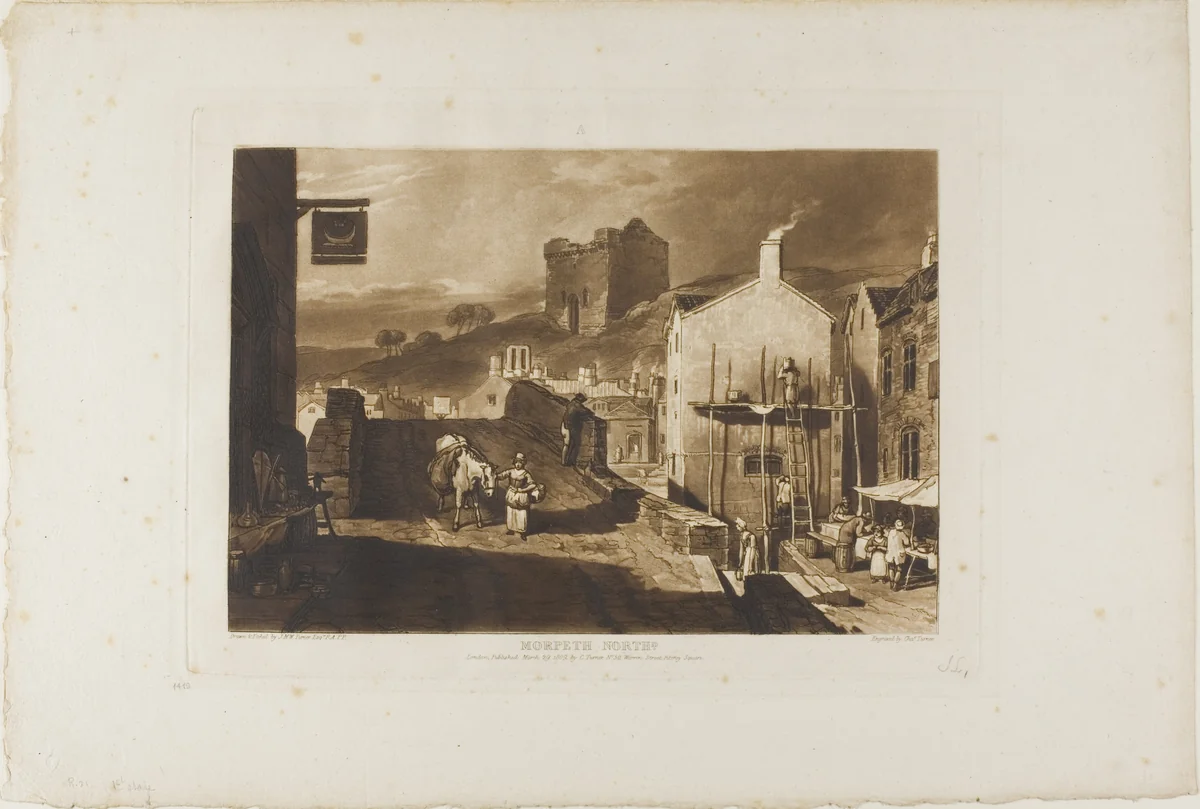Morpeth, plate 21 from Liber Studiorum by Joseph Mallord William Turner, print, 1809