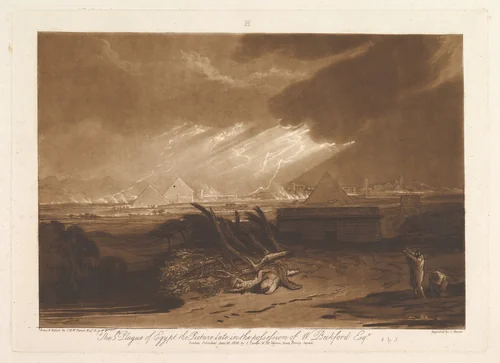 The Fifth Plague of Egypt (Liber Studiorum, part III, plate 16) by Joseph Turner, print, 1808