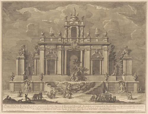 The Prima Macchina for the Chinea of 1774: Hercules and the Dragon in the Garden of the Hesperides by Giuseppe Vasi, print, 1774