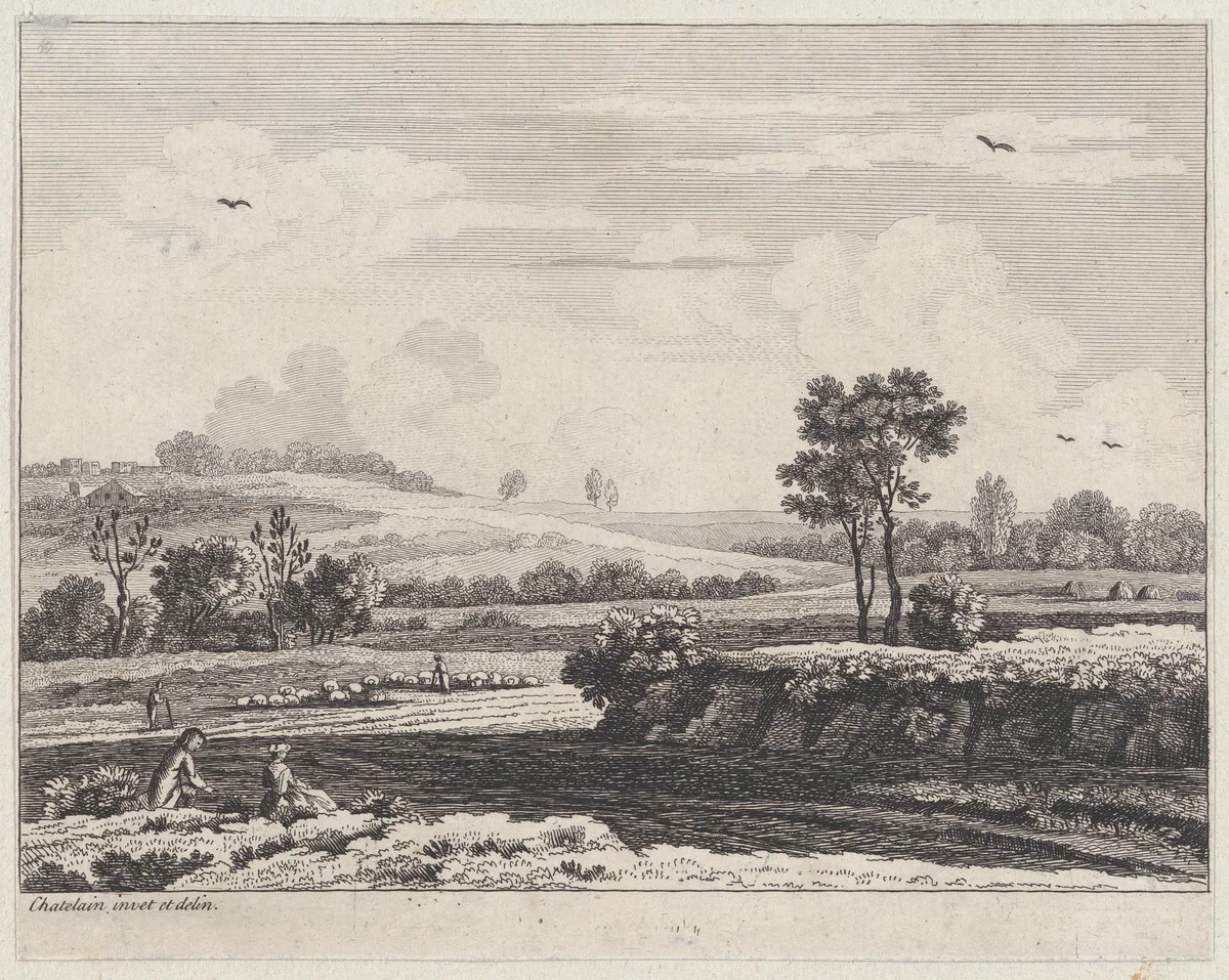 Landscape by Jean Baptiste Claude Chatelain, print, 1725-1763