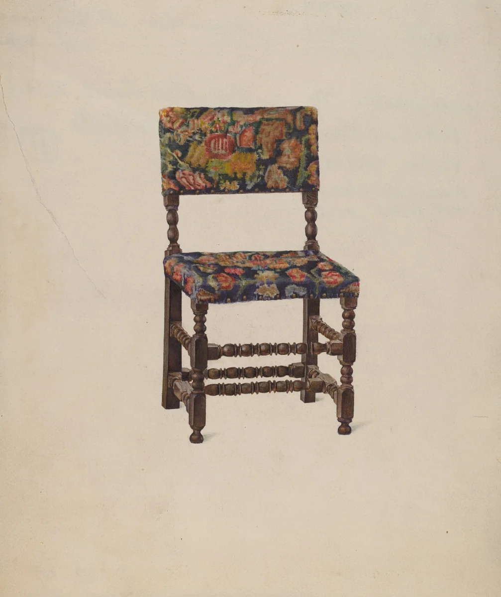American Chair with Turkey Work by Victor F. Muollo, index of american design, 1936