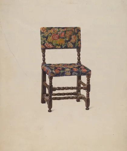 American Chair with Turkey Work by Victor F. Muollo, index of american design, 1936