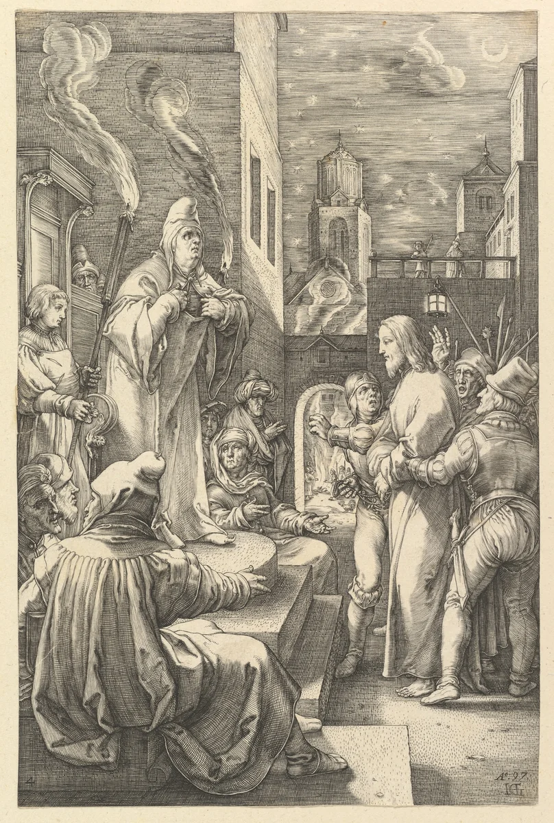 Christ before Caiphas, from "The Passion of Christ" by Hendrick Goltzius, print, 1597