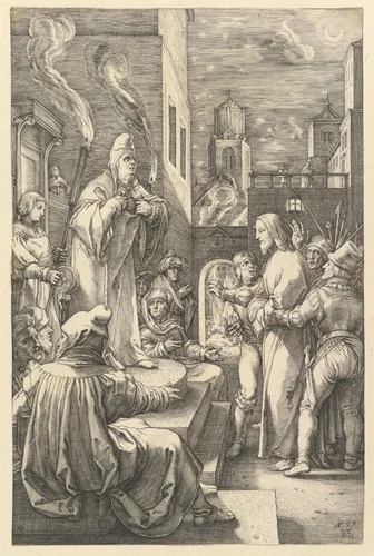 Christ before Caiphas, from "The Passion of Christ" by Hendrick Goltzius, print, 1597