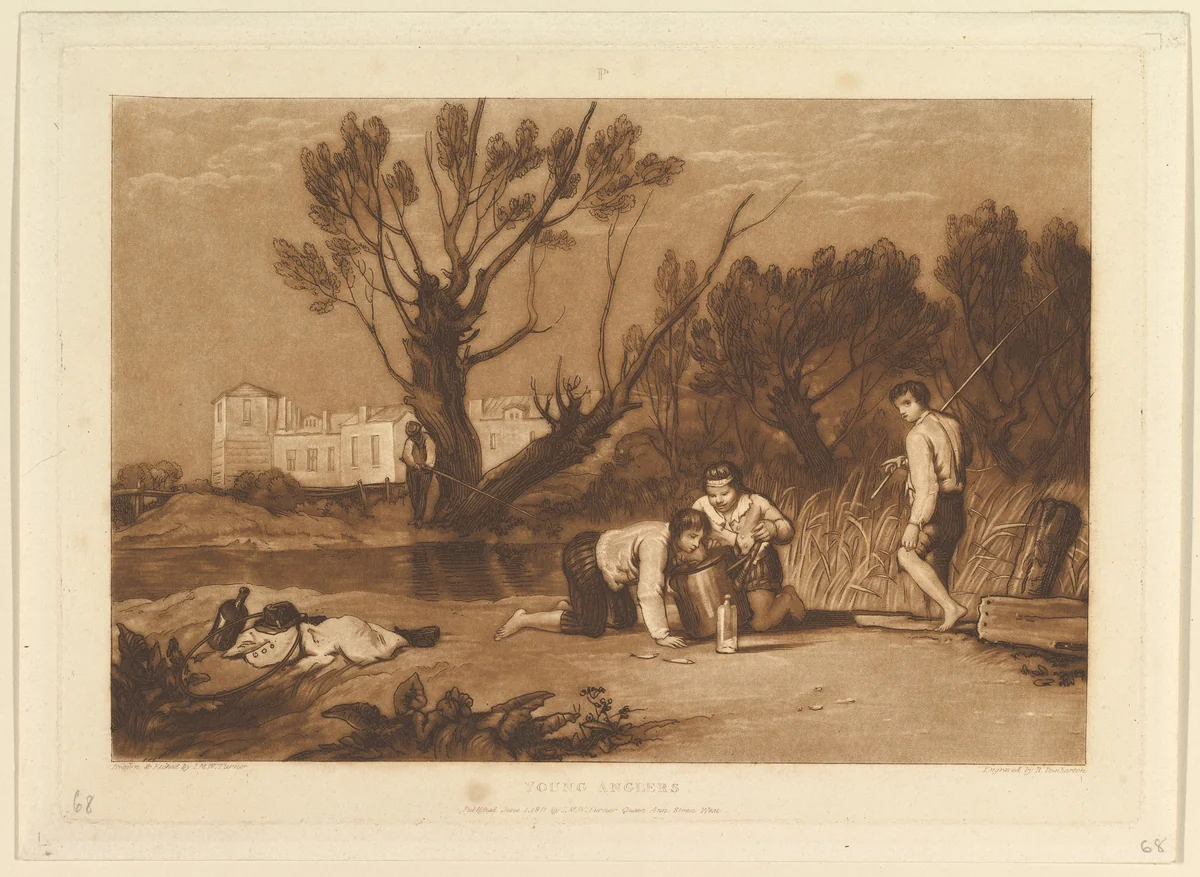 Young Anglers (Liber Studiorum, part VII, plate 32) by Joseph Turner, print, 1811