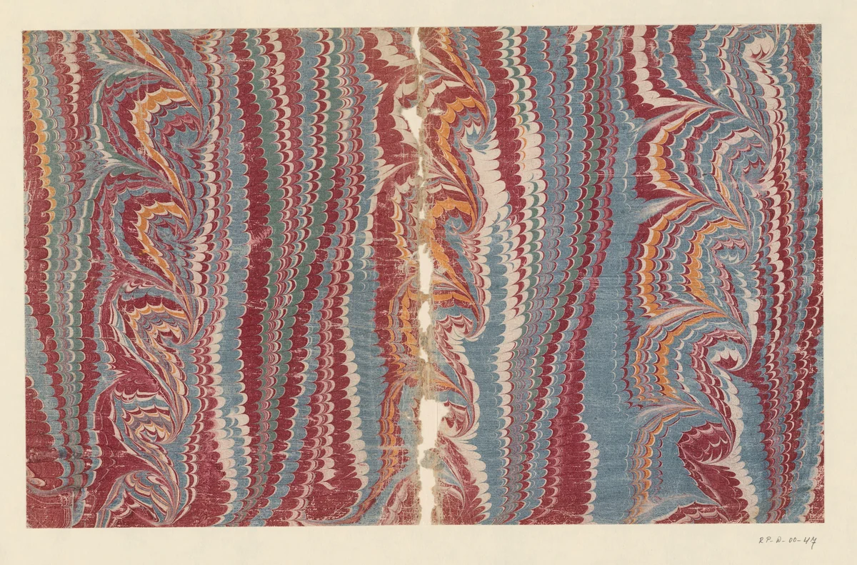 Spiraalkammarmer in rood, geel, blauw en groen by anonymous, other, 1700-1850