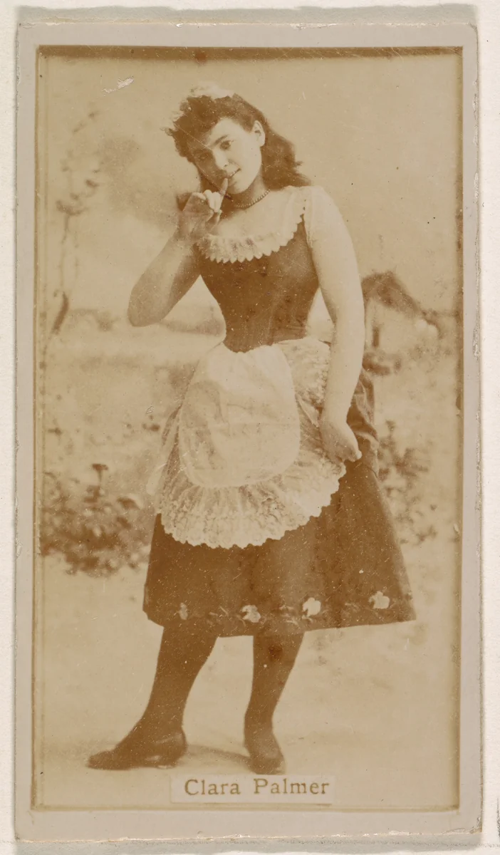 Clara Palmer, from the Actresses series (N245) issued by Kinney Brothers to promote Sweet Caporal Cigarettes by Kinney Brothers Tobacco Company, photograph, 1890