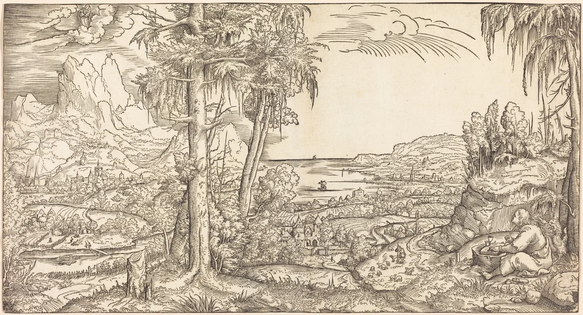 Saint John on Patmos by Virgil Solis, print, 1545-1555