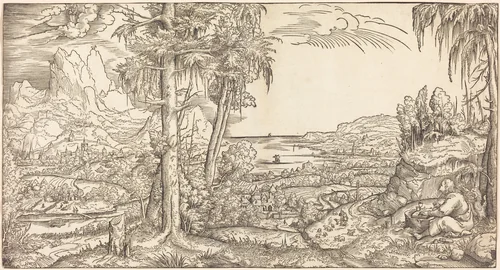 Saint John on Patmos by Virgil Solis, print, 1545-1555