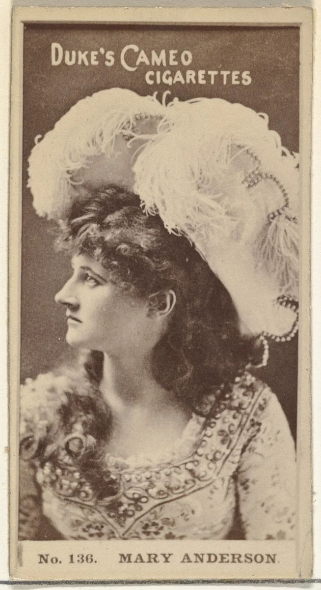Card Number 136, Mary Anderson, from the Actors and Actresses series (N145-4) issued by Duke Sons & Co. to promote Cameo Cigarettes by W. Duke, Sons & Co., photograph, 1880-1889