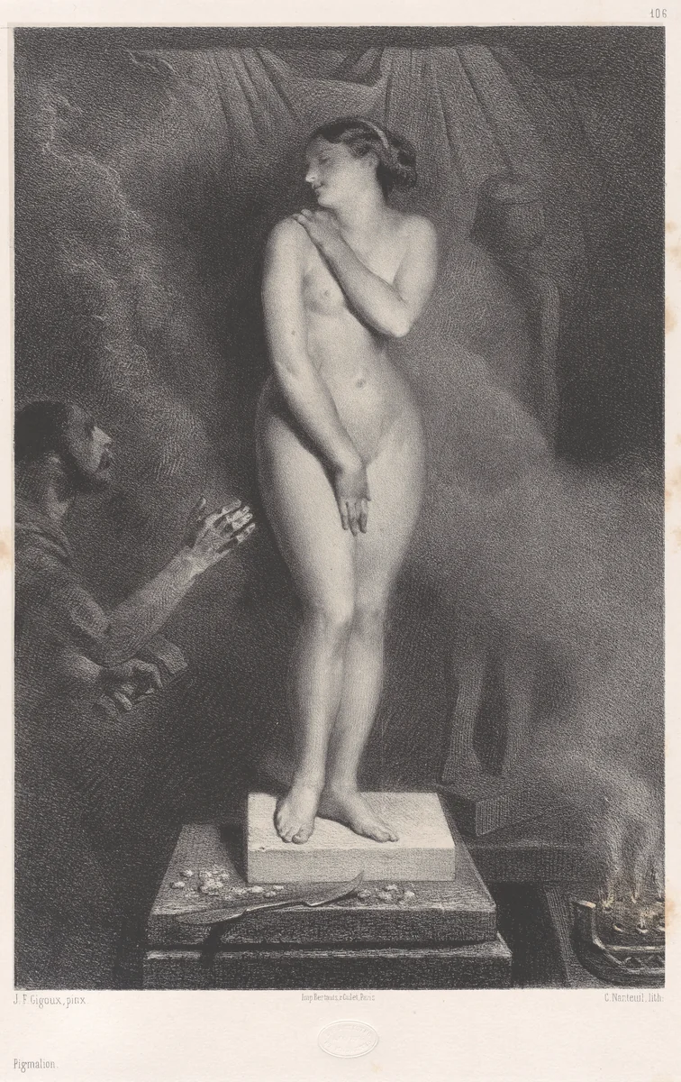 Pygmalion and Galatea by Jean François Gigoux, print, 1847-1867