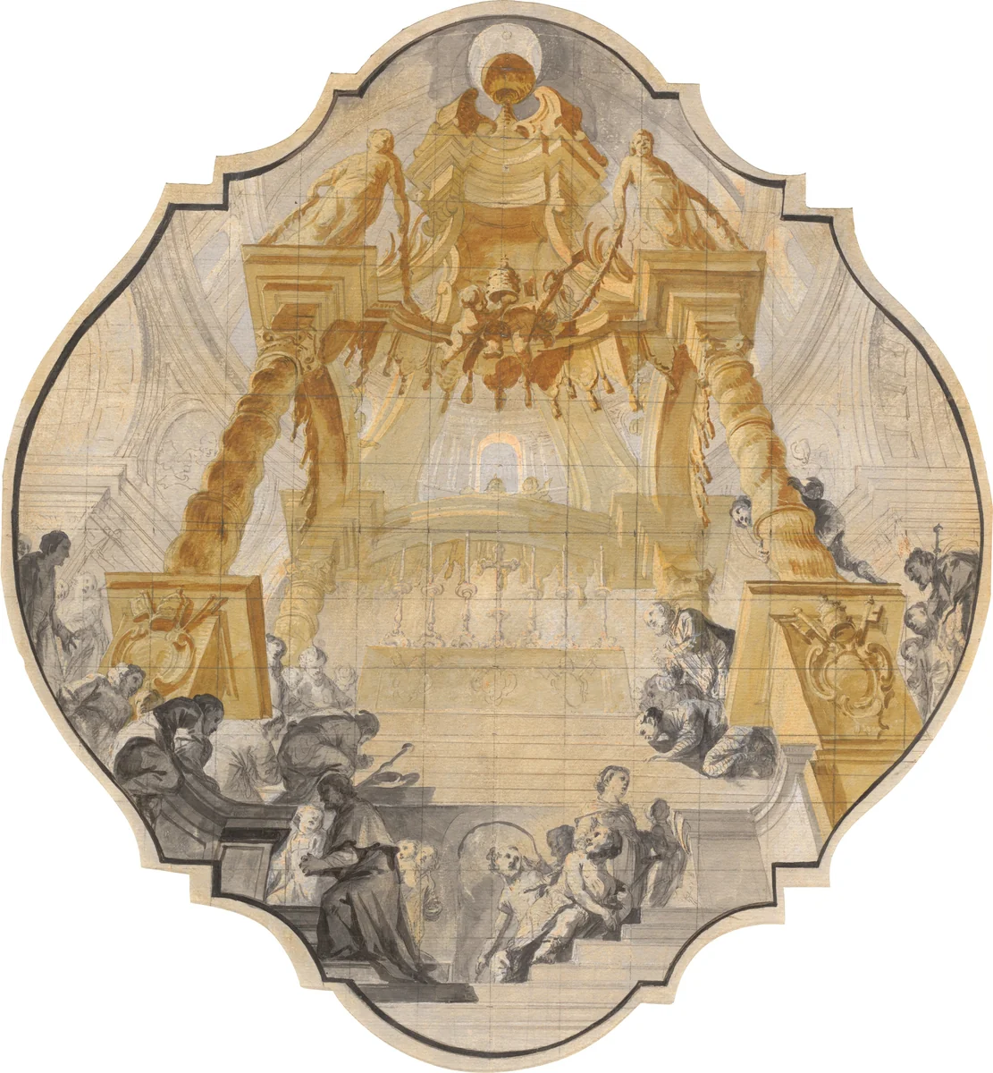 Worshippers at the Tomb of Saint Peter by Matthäus Günther, drawing, 1740-1741