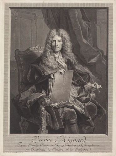 Pierre Mignard by Georg Friedrich Schmidt; Hyacinthe Rigaud, print, 1744