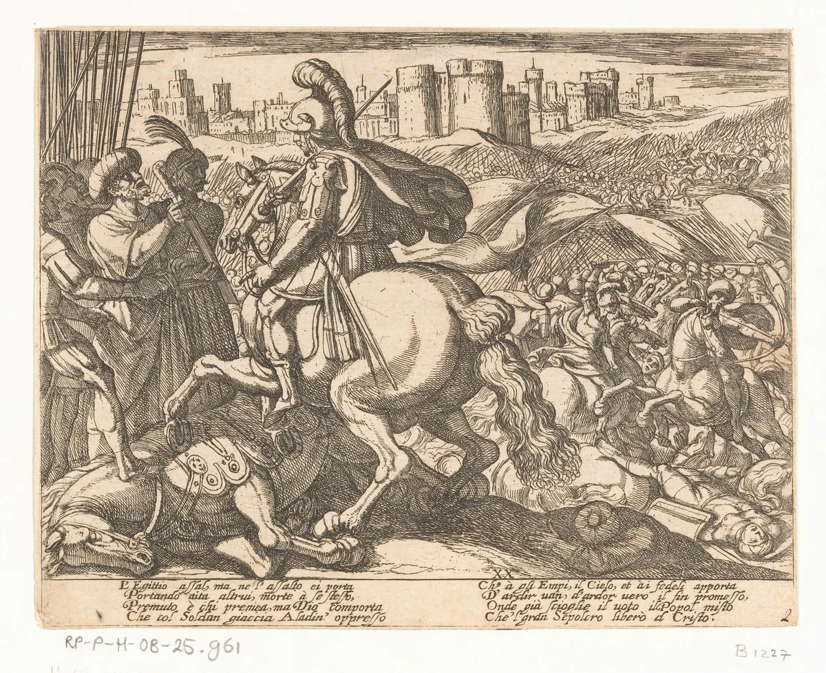 Illustratie bij Canto XX van Tasso's 'Gerusalemme Liberata' by Antonio Tempesta, print, 1565-1630