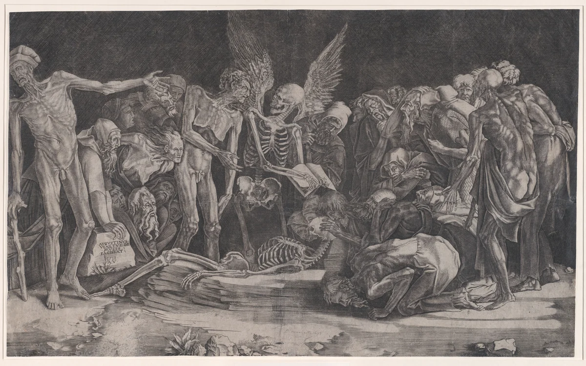 Skeletons by Agostino Veneziano, print, 1513-1523