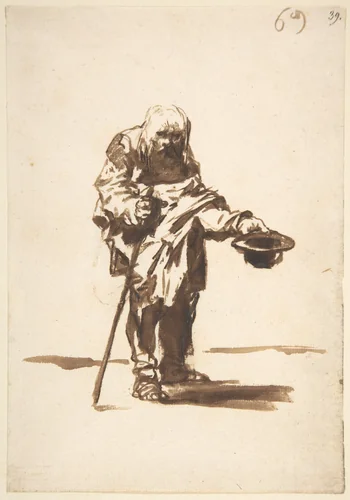 Beggar with a staff in his right hand; folio 69 from the "Images of Spain" Album (F) by Goya, drawing, 1807-1825