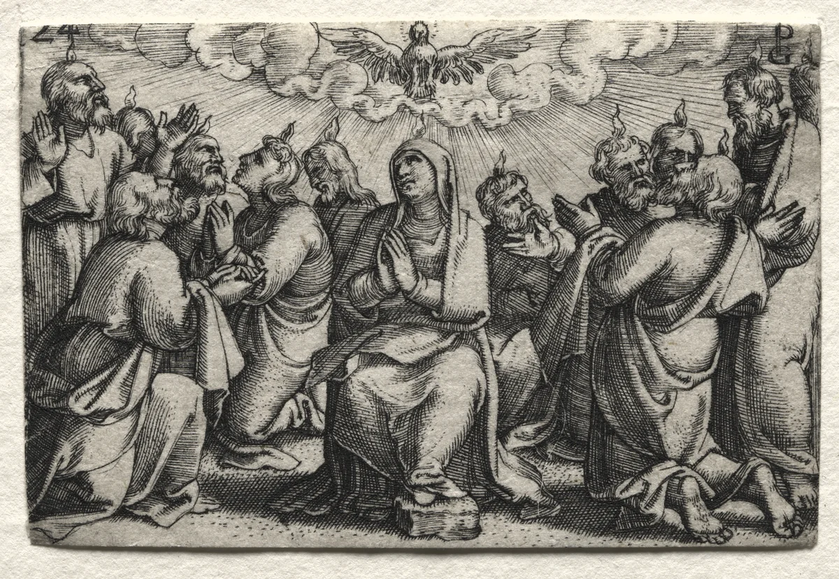 The Life of Jesus Christ: The Descent of the Holy Ghost by Georg Pencz, print, 1534-1535