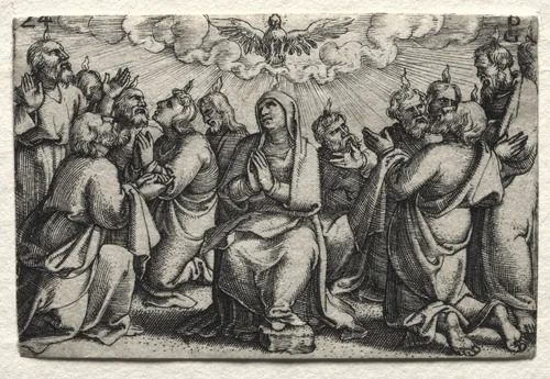 The Life of Jesus Christ: The Descent of the Holy Ghost by Georg Pencz, print, 1534-1535