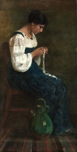 Capri Lace Maker by George B. Butler, painting, 1884