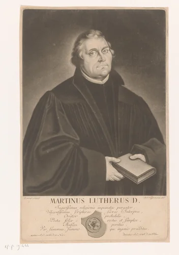 Portret van Martin Luther by Johann Simon Negges, print, 1736-1792
