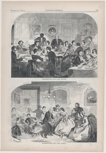 Thanksgiving Day – The Dinner (from "Harper's Weekly," Vol. II) by Winslow Homer, print, 1858