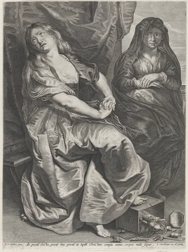 St. Mary Magdalen Trampling Her Valuables by Lucas Vorsterman, print, 1622-1623