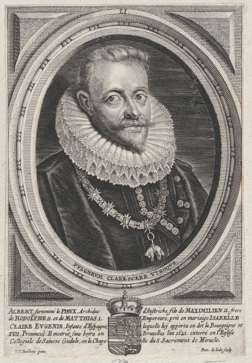 Portrait of Albert VII, Archduke of Austria by Pieter de Jode II, print, 1645-1655