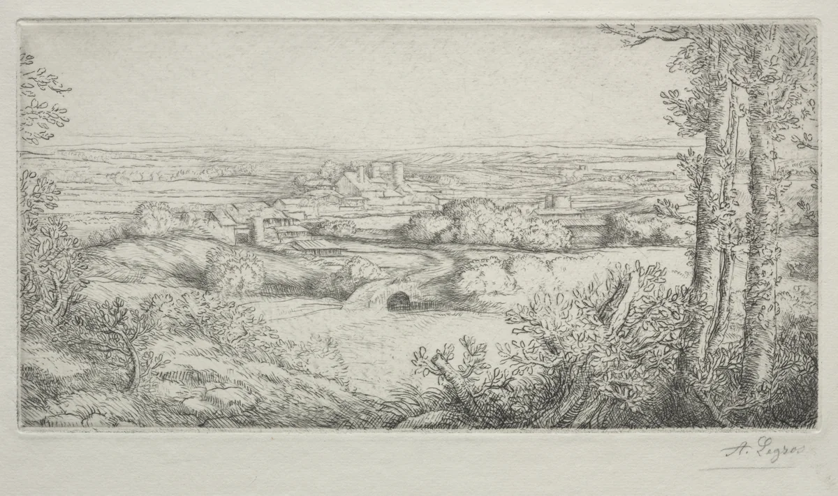 A Valley in Burgundy by Alphonse Legros, print, 1857-1911