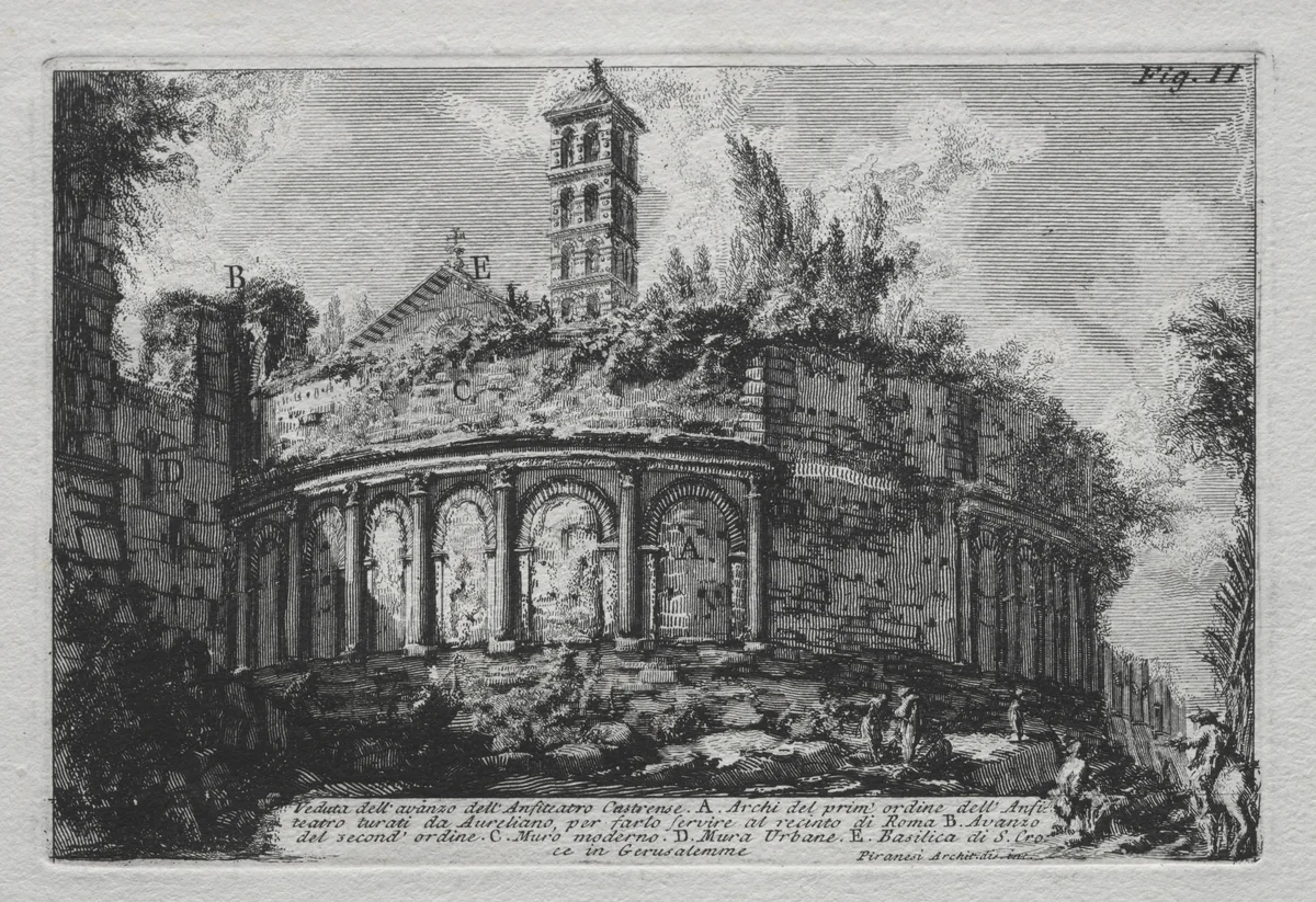 Veduta dell'avanzo dell'Anfiteatro Castranse by Giovanni Battista Piranesi, print, 1750-1759
