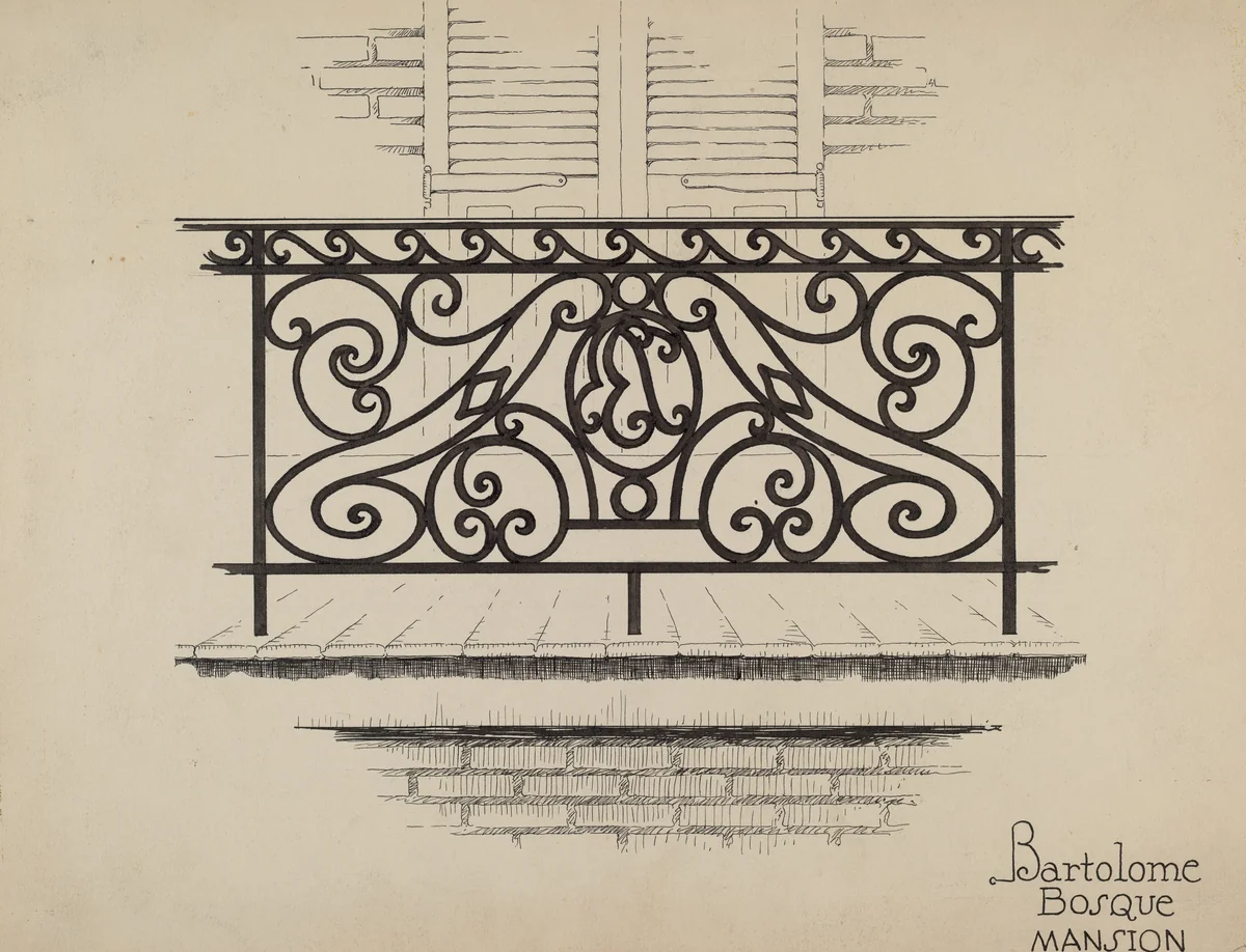 Wrought Iron Railing by Thomas Byrne, index of american design, 1936