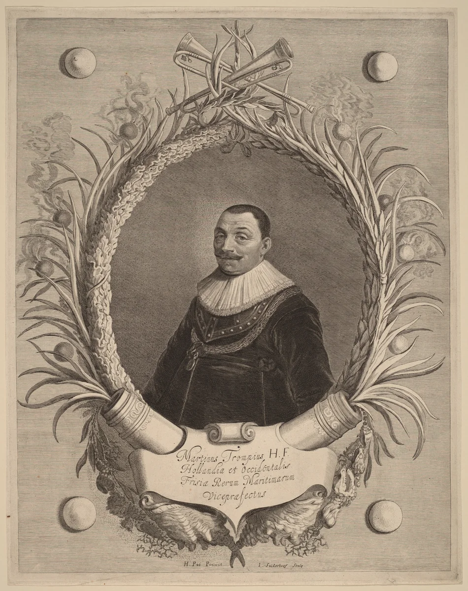 Martin van Tromp by Jonas Suyderhoff; Hendrik Gerritsz Pot, print, 1613-1686